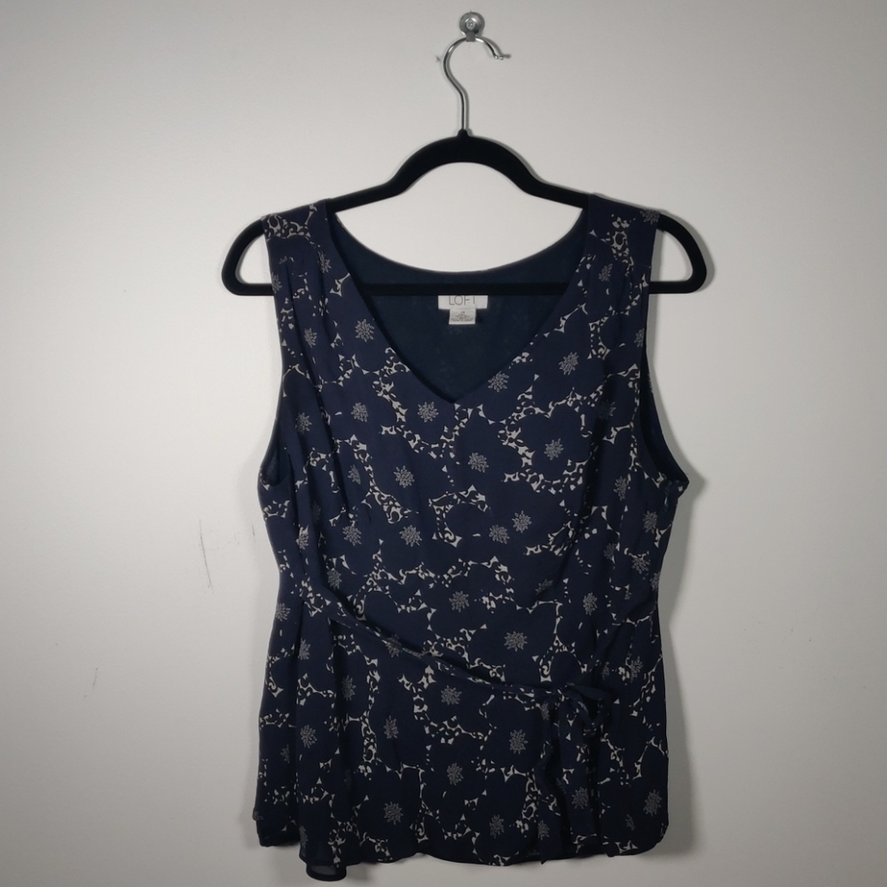 0002 Ann Taylor Loft Silk Navy Tank Work to Play